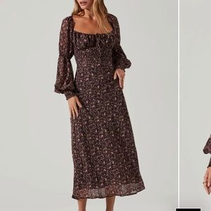 ASTR - Dominique Floral Long Sleeve Midi Dress - XL